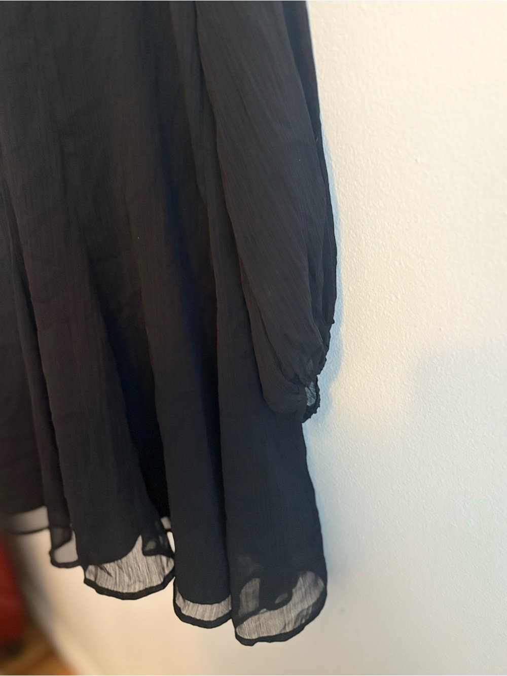 Beach cover up resort bohemian Black Sheer Long Sleeve Button Tunic Dress - Picture 6 of 9